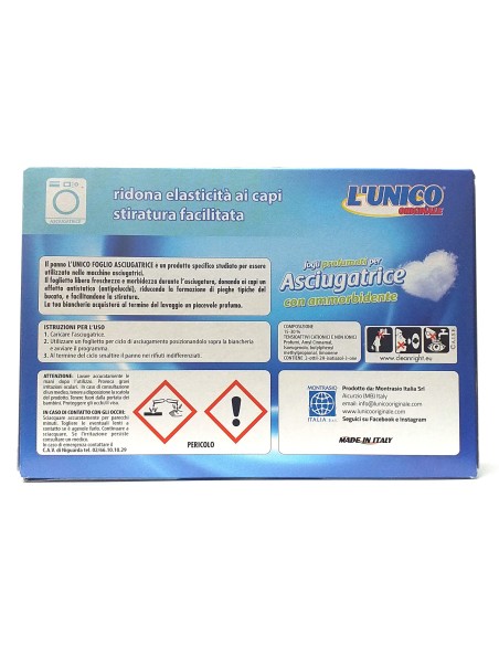 l'unico 20 fogli profumati per asciugatrice con ammorbidente - classico: tuttocasashop.it: prodotti per bucato e tessuti