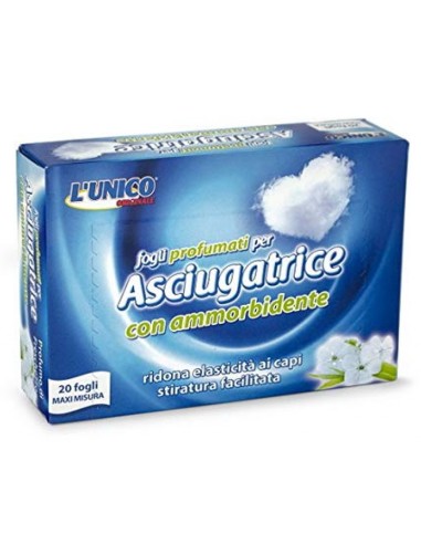 l'unico 20 fogli profumati per asciugatrice con ammorbidente - classico: tuttocasashop.it: prodotti per bucato e tessuti