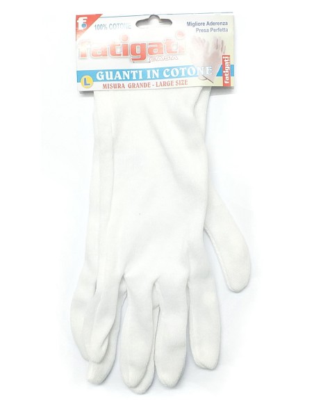 fatigati guanti in cotone bianchi - misura grande: tuttocasashop.it: pulizia e cura della casa