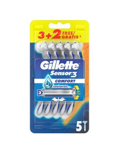 gillette sensor3 rasoi radi e getta trilama - 5 pezzi - normal - comfortgel: tuttocasashop.it: igiene e cura della persona