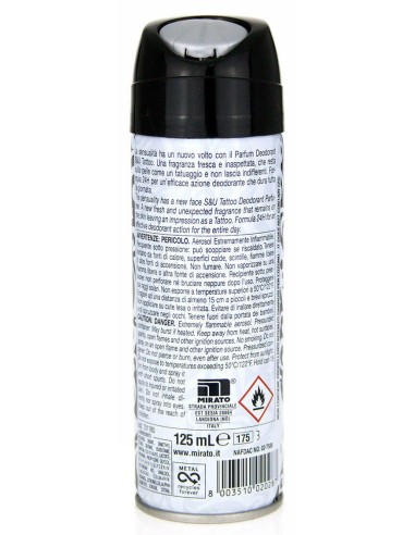 intesa sex unisex deodorante spray 125ml - 24h - tattoo: tuttocasashop.it: igiene e cura della persona