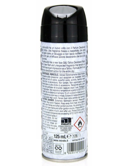 intesa sex unisex deodorante spray 125ml - 24h - tattoo: tuttocasashop.it: igiene e cura della persona