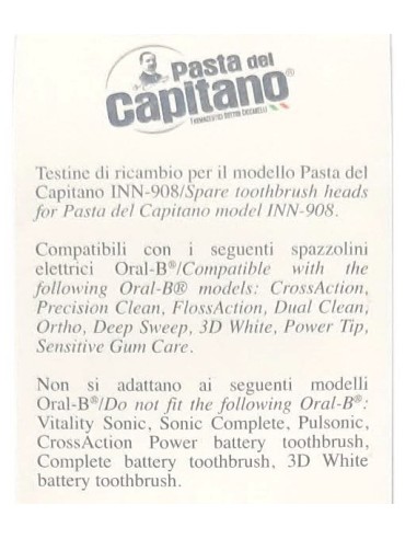 pasta del capitano - 4 testine ricambio per spazzolino elettrico - inn-90801: tuttocasashop.it: igiene e cura della persona