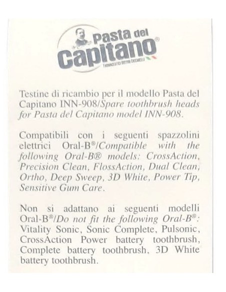 pasta del capitano - 4 testine ricambio per spazzolino elettrico - inn-90801: tuttocasashop.it: igiene e cura della persona