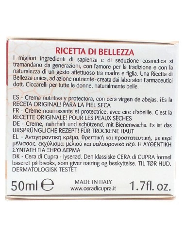 cera di cupra crema viso vaso 50ml - rosa - pelli secche ricetta di bellezza: tuttocasashop.it: igiene e cura della persona