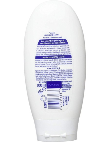nivea hand crema mani anti-eta' q10 - 100ml antirughe antimacchie filtri uv: tuttocasashop.it: igiene e cura della persona