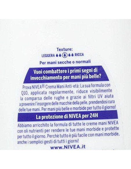 nivea hand crema mani anti-eta' q10 - 100ml antirughe antimacchie filtri uv: tuttocasashop.it: igiene e cura della persona