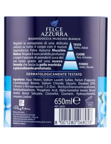 felce azzurra bagnoschiuma 650ml - muschio bianco - bagnodoccia delicatezza: tuttocasashop.it: igiene e cura della persona