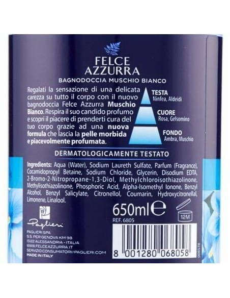 felce azzurra bagnoschiuma 650ml - muschio bianco - bagnodoccia delicatezza: tuttocasashop.it: igiene e cura della persona