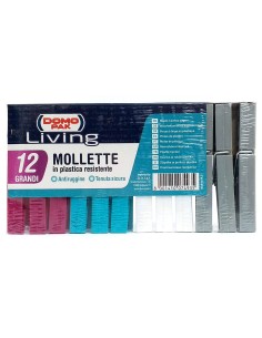 domopak living 12 pinze da bucato in plastica resistente - grandi 9cm: tuttocasashop.it: prodotti per bucato e tessuti
