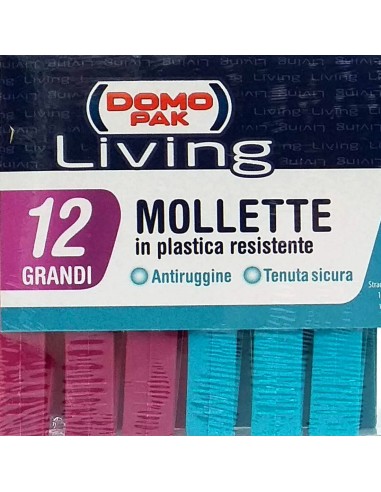 domopak living 12 pinze da bucato in plastica resistente - grandi 9cm: tuttocasashop.it: prodotti per bucato e tessuti