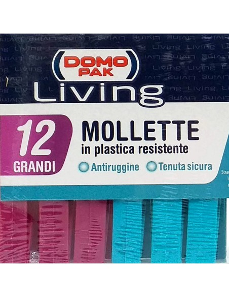 domopak living 12 pinze da bucato in plastica resistente - grandi 9cm: tuttocasashop.it: prodotti per bucato e tessuti