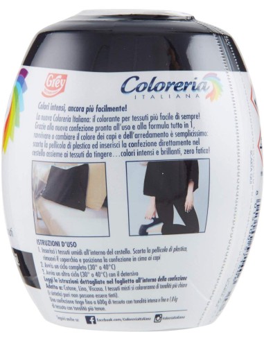 coloreria italiana colorante per tessuti - nero intenso: tuttocasashop.it: prodotti per bucato e tessuti