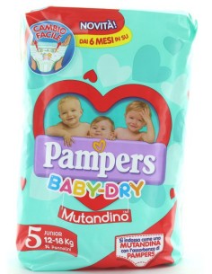pampers baby dry mutandino - taglia 5 junior 12-18kg - 14 pezzi: tuttocasashop.it: igiene e cura della persona