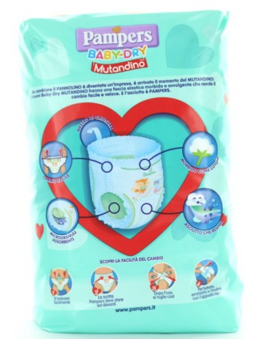 pampers baby dry mutandino - taglia 5 junior 12-18kg - 14 pezzi: tuttocasashop.it: igiene e cura della persona