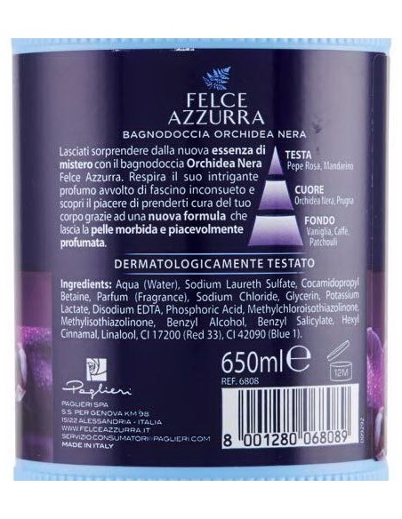 felce azzurra bagnoschiuma 650ml - orchidea - bagnodoccia: tuttocasashop.it: igiene e cura della persona