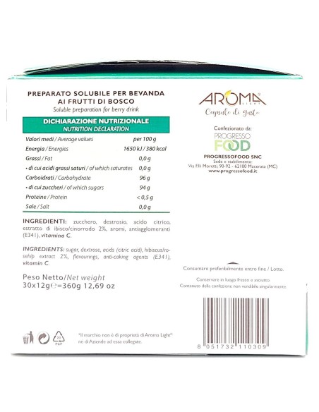 aroma light 30 capsule di gusto - frutti di bosco - compatibili a modo mio: tuttocasashop.it: altro - bazar