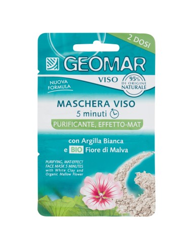 geomar maschera viso - 2 x 7.5ml - purificante effetto mat - argilla e malva: tuttocasashop.it: igiene e cura della persona