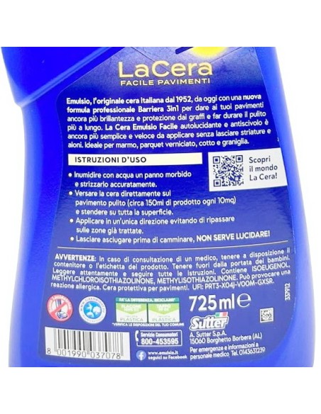 emulsio facile cera per pavimenti 725ml - classica - senza lucidatrice: tuttocasashop.it: pulizia e cura della casa