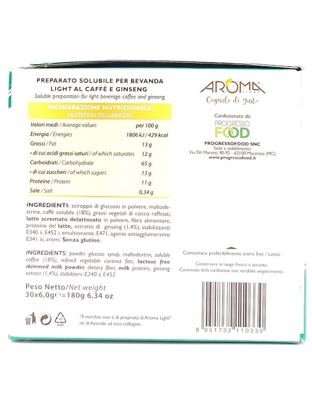 aroma light 30 capsule di gusto - ginseng light senza lattosio - a modo mio: tuttocasashop.it: altro - bazar