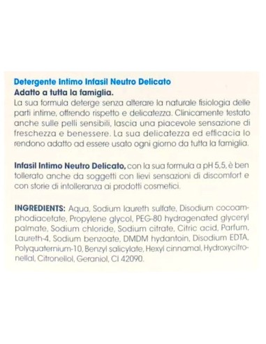 infasil detergente intimo - 200ml - neutro: tuttocasashop.it: igiene e cura della persona