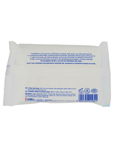 fresh&clean carta igienica umidificata - 12 salviettine gettabili nel wc: tuttocasashop.it: igiene e cura della persona
