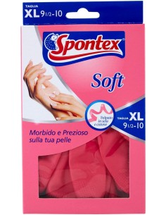 spontex soft guanti gomma felpati taglia xl 9.5 extra grande: tuttocasashop.it: pulizia e cura della casa