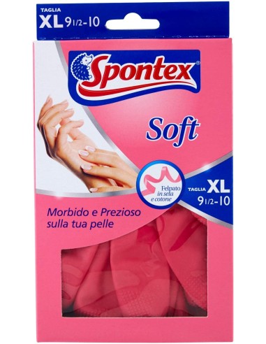 spontex soft guanti gomma felpati taglia xl 9.5 extra grande: tuttocasashop.it: pulizia e cura della casa