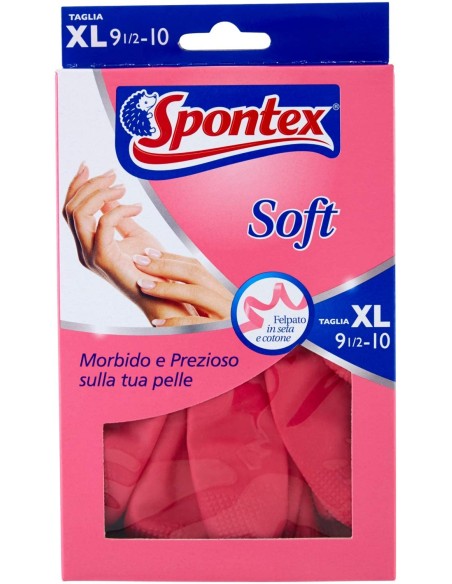 spontex soft guanti gomma felpati taglia xl 9.5 extra grande: tuttocasashop.it: pulizia e cura della casa