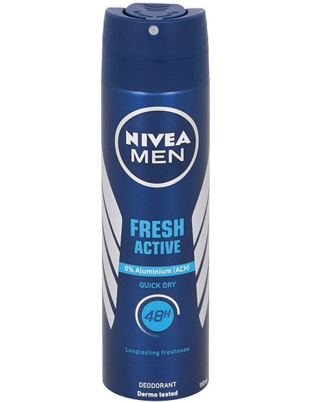 nivea deodorante spray - 150ml - for men - 48h - fresh active - dermo tested: tuttocasashop.it: igiene e cura della persona