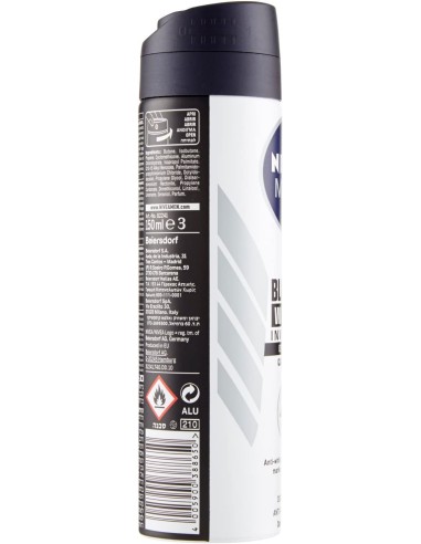 nivea deodorante spray - 150ml - for men - 48h - black&white - non macchia: tuttocasashop.it: igiene e cura della persona