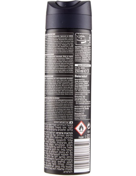 nivea deodorante spray - 150ml - for men - 48h - black&white - non macchia: tuttocasashop.it: igiene e cura della persona