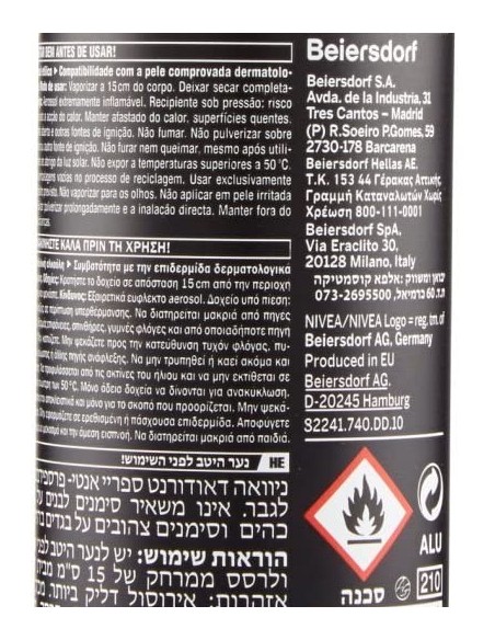 nivea deodorante spray - 150ml - for men - 48h - black&white - non macchia: tuttocasashop.it: igiene e cura della persona