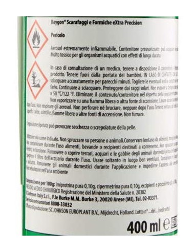 baygon insetticida spray scarafaggi e formiche - 400ml - precision - cannula: tuttocasashop.it: pulizia e cura della casa