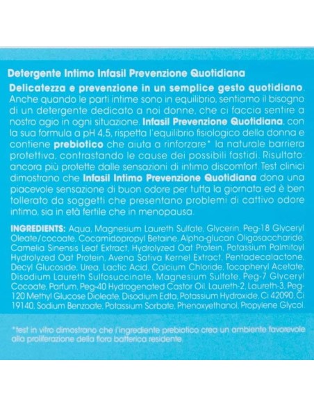 infasil detergente intimo - 200ml - prevenzione antiodore: tuttocasashop.it: igiene e cura della persona