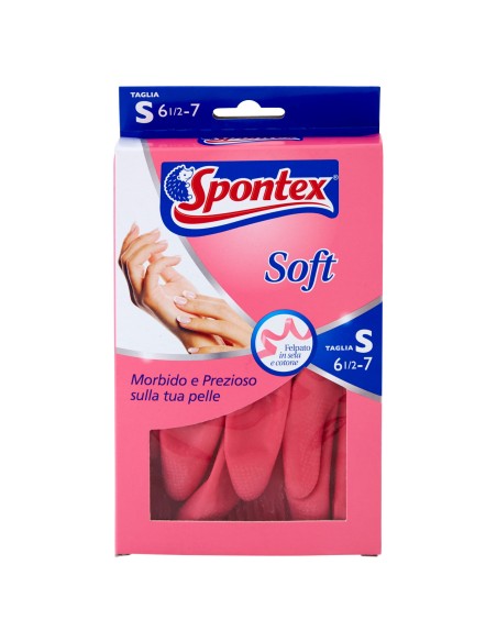 spontex soft guanti gomma felpati - taglia 6.5 s - piccola: tuttocasashop.it: pulizia e cura della casa