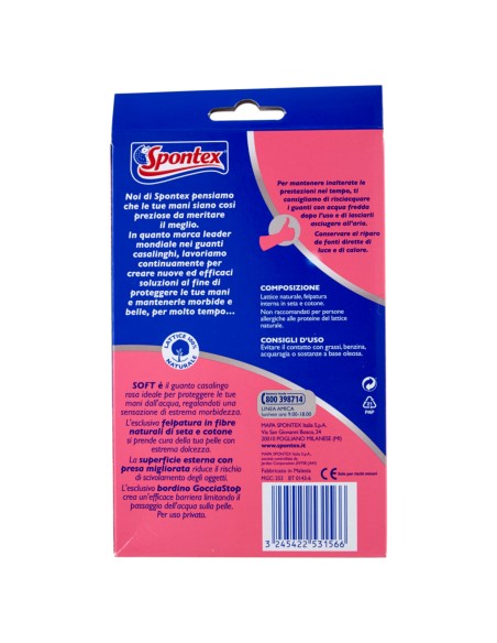 spontex soft guanti gomma felpati - taglia 6.5 s - piccola: tuttocasashop.it: pulizia e cura della casa