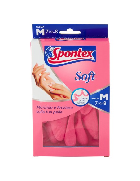 spontex soft guanti gomma felpati - taglia m 7.5 - media: tuttocasashop.it: pulizia e cura della casa
