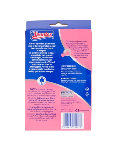 spontex soft guanti gomma felpati - taglia m 7.5 - media: tuttocasashop.it: pulizia e cura della casa