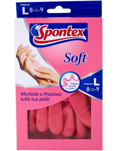 spontex soft guanti gomma felpati - taglia l 8.5 - grande: tuttocasashop.it: pulizia e cura della casa