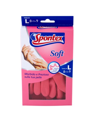 spontex soft guanti gomma felpati - taglia l 8.5 - grande: tuttocasashop.it: pulizia e cura della casa