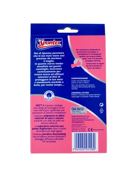 spontex soft guanti gomma felpati - taglia l 8.5 - grande: tuttocasashop.it: pulizia e cura della casa