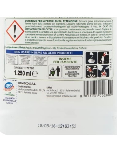 rio casamia 1250ml - candeggina gel igienizzante - pavimenti e superfici: tuttocasashop.it: pulizia e cura della casa