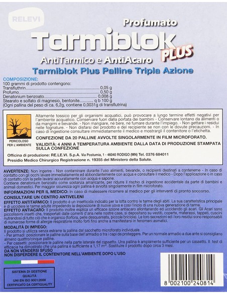 tarmiblok plus - 20 palline sigillate - antitarmico e antiacaro: tuttocasashop.it: pulizia e cura della casa