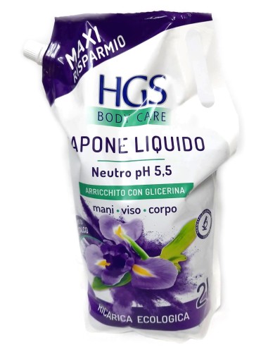 hgs sapone liquido maxi ecoricarica busta - 2 litri - talco e iris: tuttocasashop.it: igiene e cura della persona