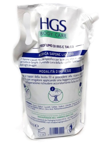 hgs sapone liquido maxi ecoricarica busta - 2 litri - talco e iris: tuttocasashop.it: igiene e cura della persona