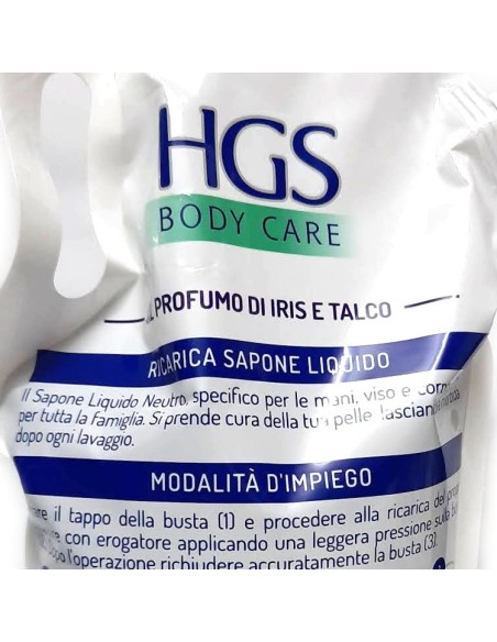 hgs sapone liquido maxi ecoricarica busta - 2 litri - talco e iris: tuttocasashop.it: igiene e cura della persona