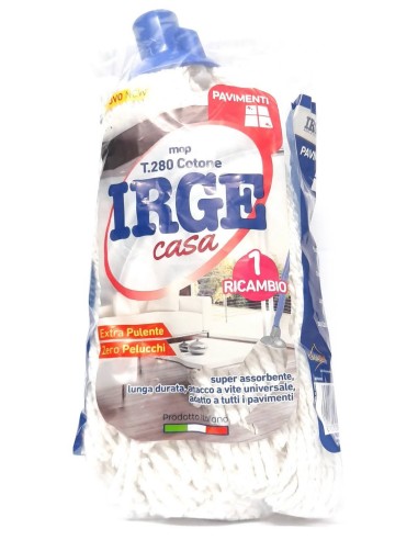 irge mop lavapavimenti in cotone - 280 grammi - attacco universale a vite: tuttocasashop.it: pulizia e cura della casa