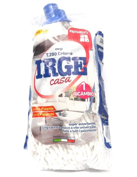 irge mop lavapavimenti in cotone - 280 grammi - attacco universale a vite: tuttocasashop.it: pulizia e cura della casa