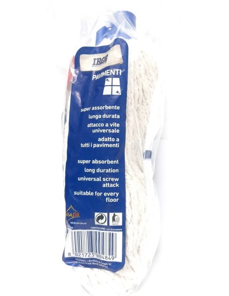 irge mop lavapavimenti in cotone - 280 grammi - attacco universale a vite: tuttocasashop.it: pulizia e cura della casa